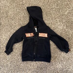 Harley-Davidson Black zippy with Bold Orange Text size 3T